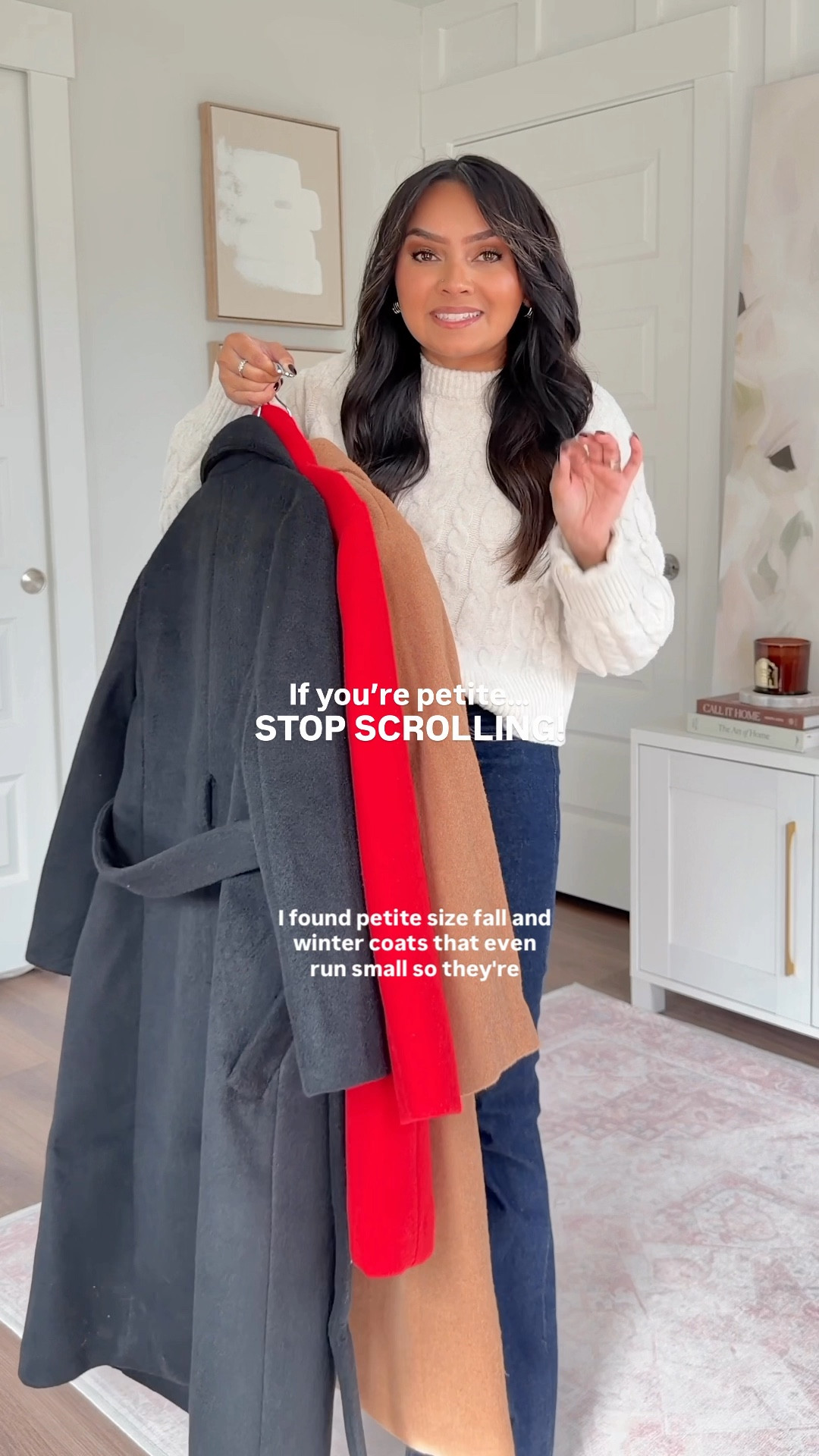 Fall and winter coats that come in petite sizing - they even run small!
For reference: I’m 5’0, 32b bra size, and 2/26 in bottoms, pear shaped. 
*Everything I share is unaltered! TTS means true to size.

Heather camel coat size xs petite TTS but if you wear a lot of layers or have a bigger bust, size up a size
Black belted wrap coat size size 2 petite - I sized up one size
Navy cropped swing coat size - size xs petite TTS
Red cardinal city coat size size 2 petite - I sized up a size 
Vintage burgundy lady day coat size 2 petite, I sized up a size and still found this coat to run small. I recommend sizing up two sizes
Cream sweater size xs TTS
Black belt size xs TTS
Dark rinse jeans size 26 short TTS
Black leather boots size 5.5 TTS





petite coats
petite outerwear
j.crew factory coats
petite winter coats
fall coats for petites
petite trench coat
petite wool coat
petite puffer jacket
j.crew factory fall finds
petite friendly jackets
petite capsule wardrobe
petite fashion finds
petite fall outfits
winter coats for petites
short girl fashion
Rachel Miranda Blog
Honeysweetpetite
Honey Sweet Petite


#LTKStyleTip 



#LTKHoliday #LTKSaleAlert #LTKPetite