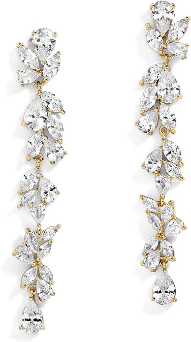 Mariell CZ Crystal Gold Statement Wedding Dangle Earrings for Women, Jewelry for Bride, Prom, Bri... | Amazon (US)