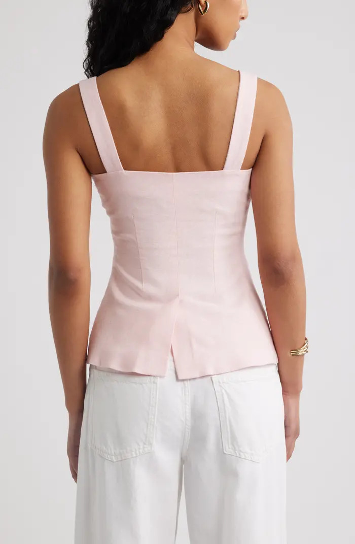 Button Front Linen Blend TankOpen Edit | Nordstrom