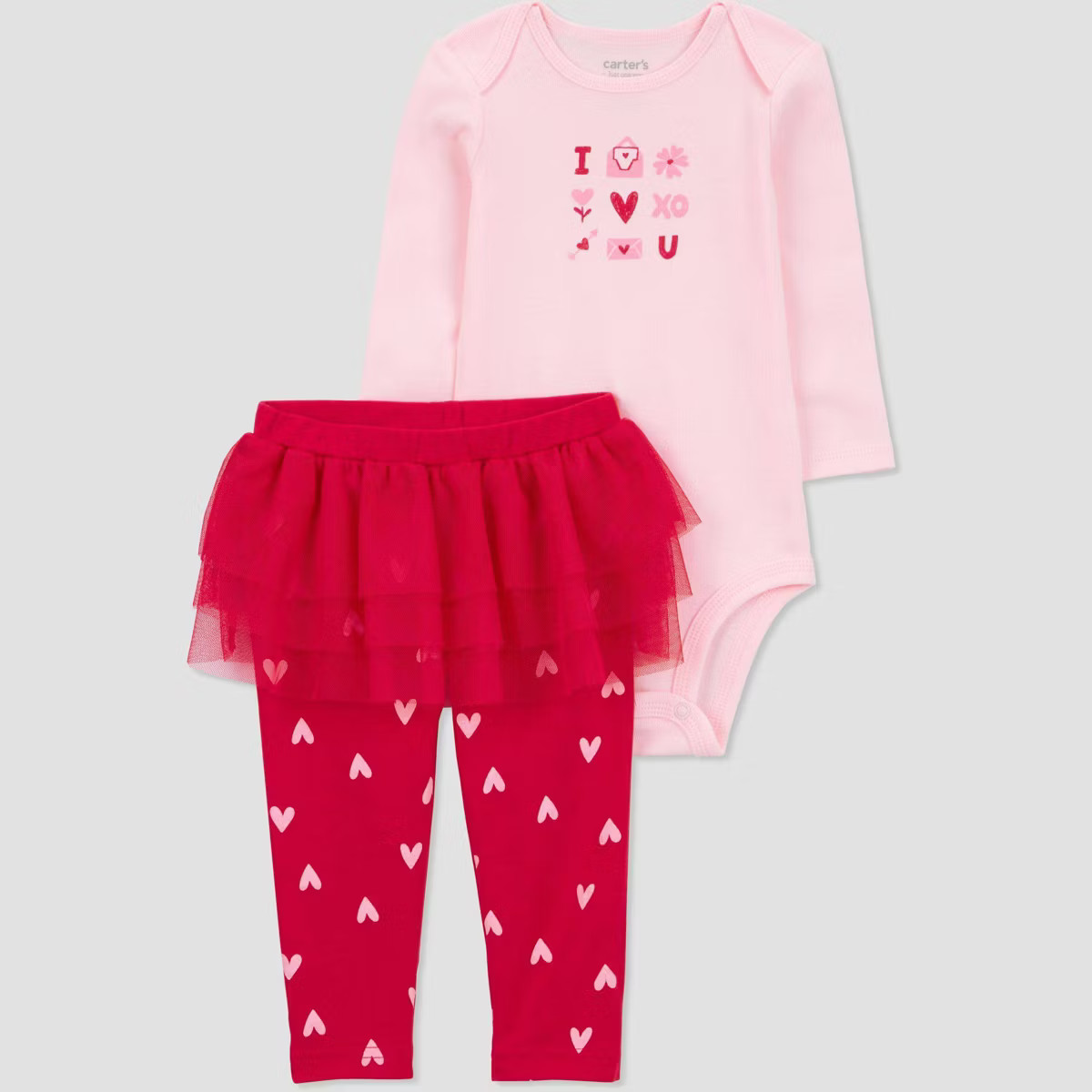 Carter's Just One You®️ Baby 2pc Valentine's Day I Love You Hearts Tutu Top & Bottom Set | Target