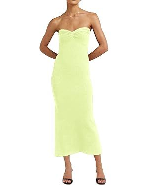 Women’s Midi Dress Sexy Sweetheart Neck Ribbed Knit Twisted Backless Sleeveless Summer Beach Pa... | Amazon (US)