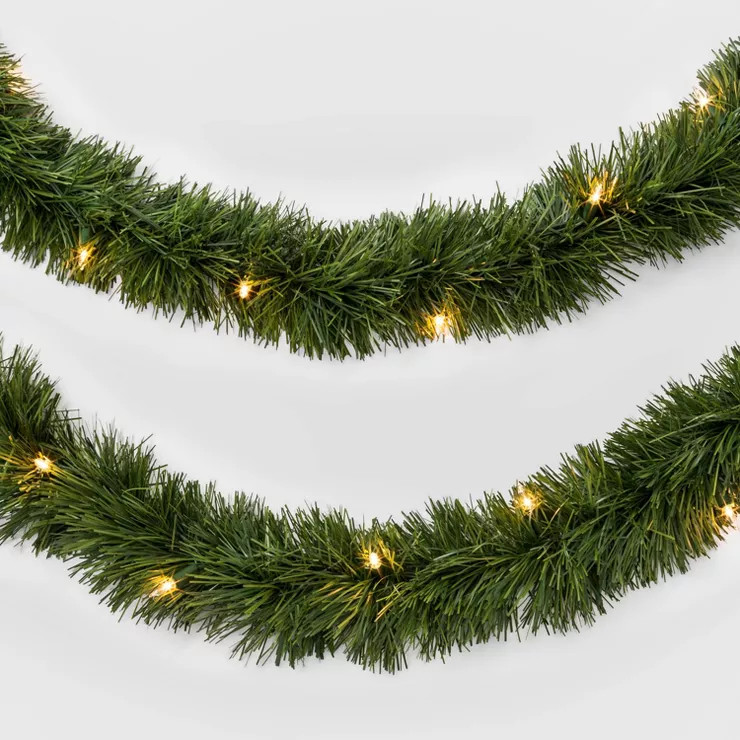 18' Pre-Lit Artificial Pine Christmas Garland Green with Clear Lights - Wondershop™ | Target