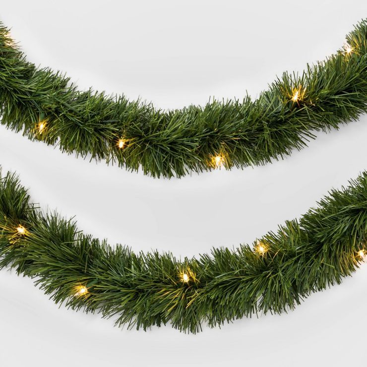 18' Pre-Lit Artificial Pine Christmas Garland Green with Clear Lights - Wondershop™ | Target