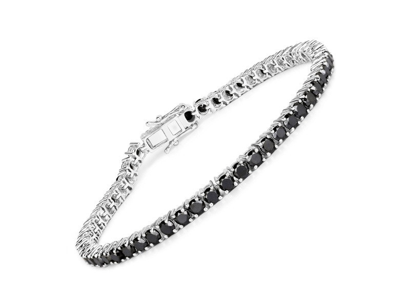 Black Diamond 18K White Gold Over Sterling Silver Tennis Bracelet 5.40 ct | JTV Jewelry