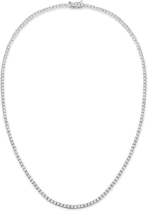 Gemsme 18K White/Yellow Gold Plated 3.0mm Round Cubic Zirconia Classic Tennis Necklace For Women ... | Amazon (US)