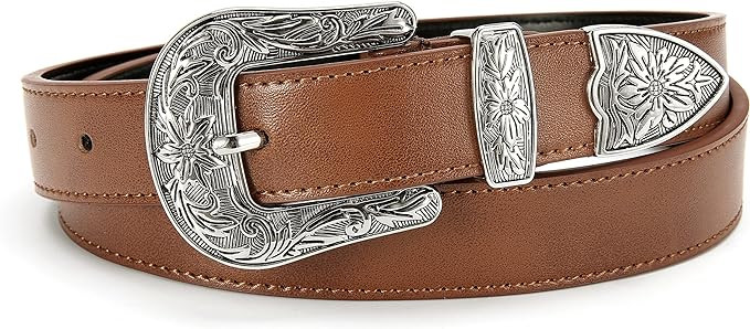 Womens Western Belt - 1.1" CR Cowboy Belt Leather Belt Women - Country Belts For Women Waist Belt... | Amazon (US)