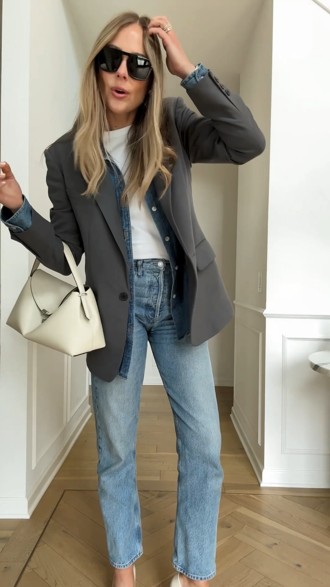 Fashion Jackson, spring outfit, blazer size small, denim shirt, white tee 

#LTKgrwm #LTKootd #LTKOver40