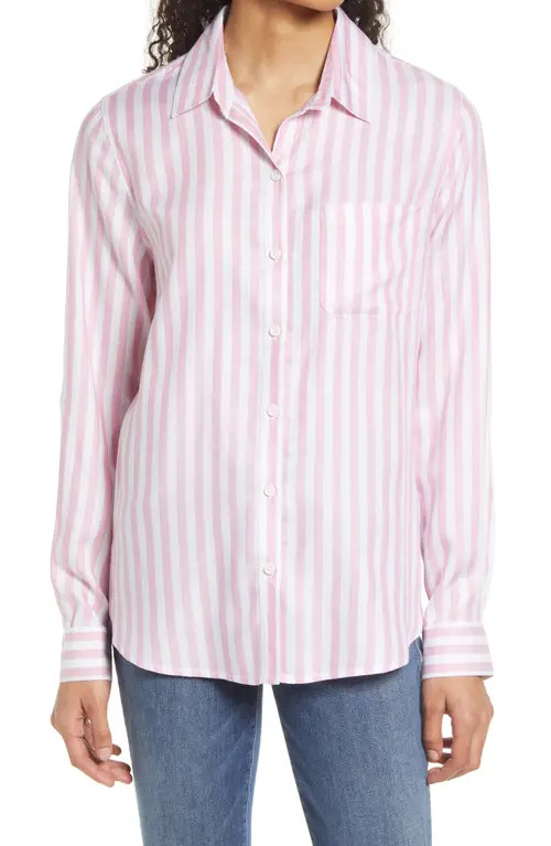 beachlunchlounge Arielle Button-Up Shirt in Pearl Pink at Nordstrom, Size Small | Nordstrom