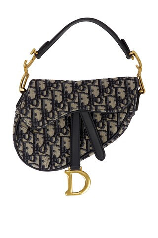 Dior Trotter Oblique Mini Saddle Bag in Navy | FWRD 