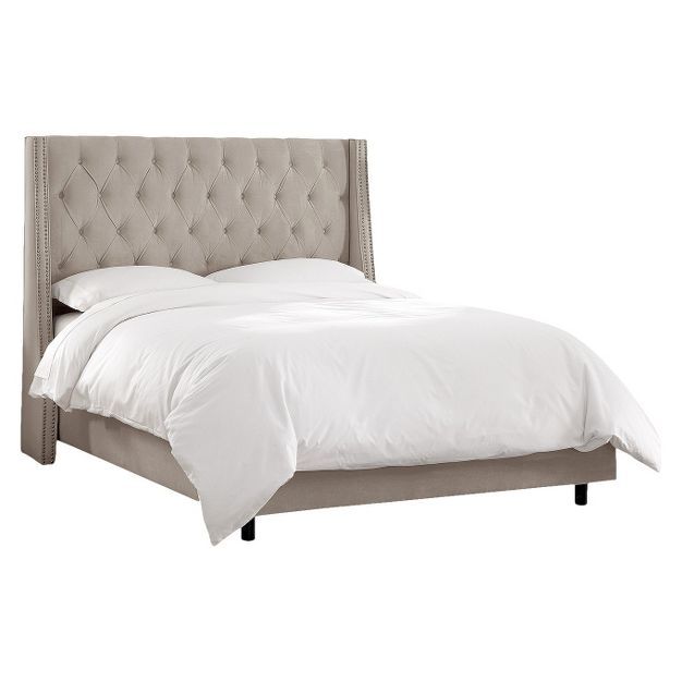 Arlette Nail Button Tufted Wingback Bed in Velvet - Skyline Furniture | Target