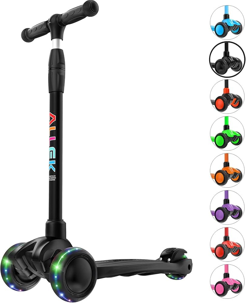 Allek Kick Scooter B03, Lean 'N Glide 3-Wheeled Push Scooter with Extra Wide PU Light-Up Wheels, ... | Amazon (US)