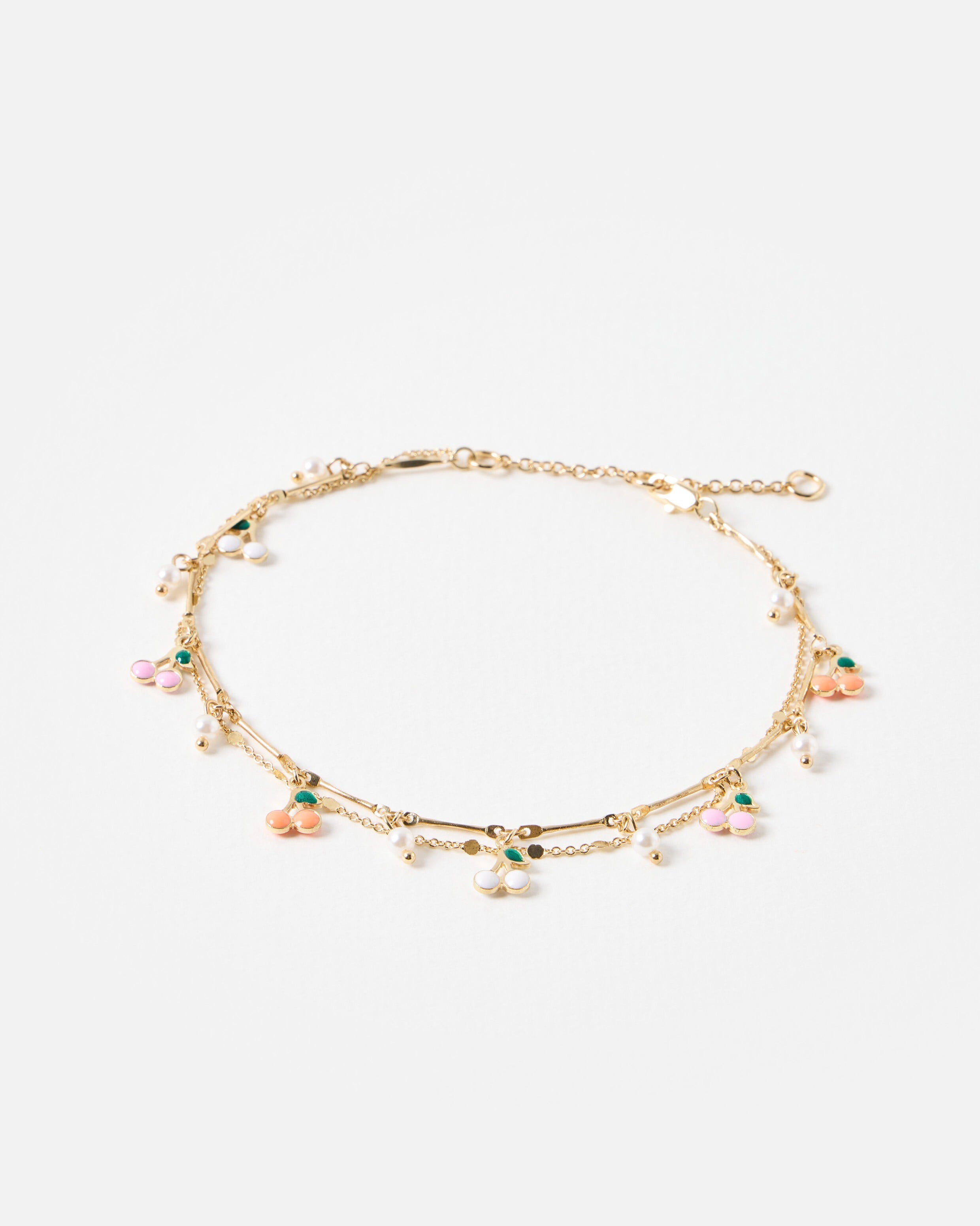 Molly Multi Cherry Charm Layered Bracelet | Oliver Bonas (Global)