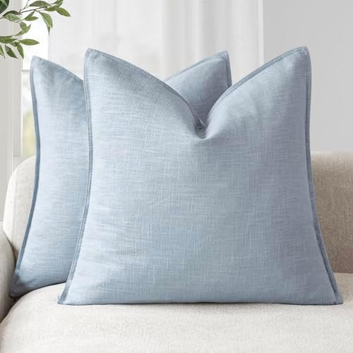 Foindtower Pack of 2, Decorative Linen Soild Throw Pillow Covers Soft Accent Euro Cushion Case Bo... | Amazon (US)
