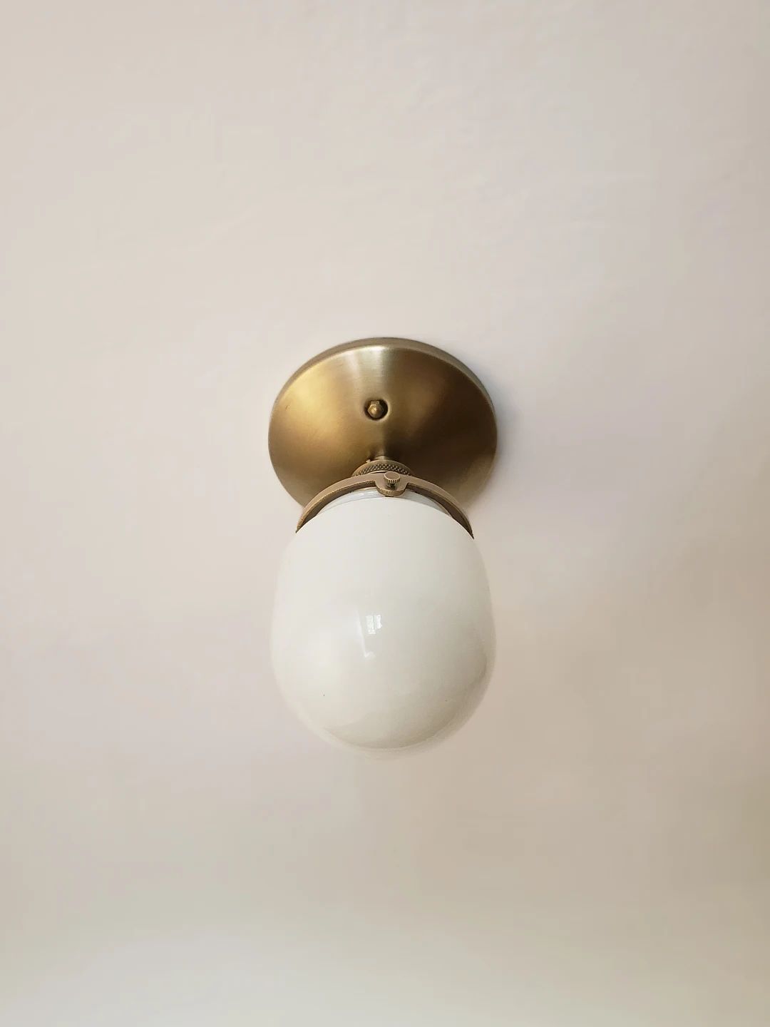 Semi Flush Ceiling Light Milk Glass Shade  Antique Brass  - Etsy | Etsy (US)