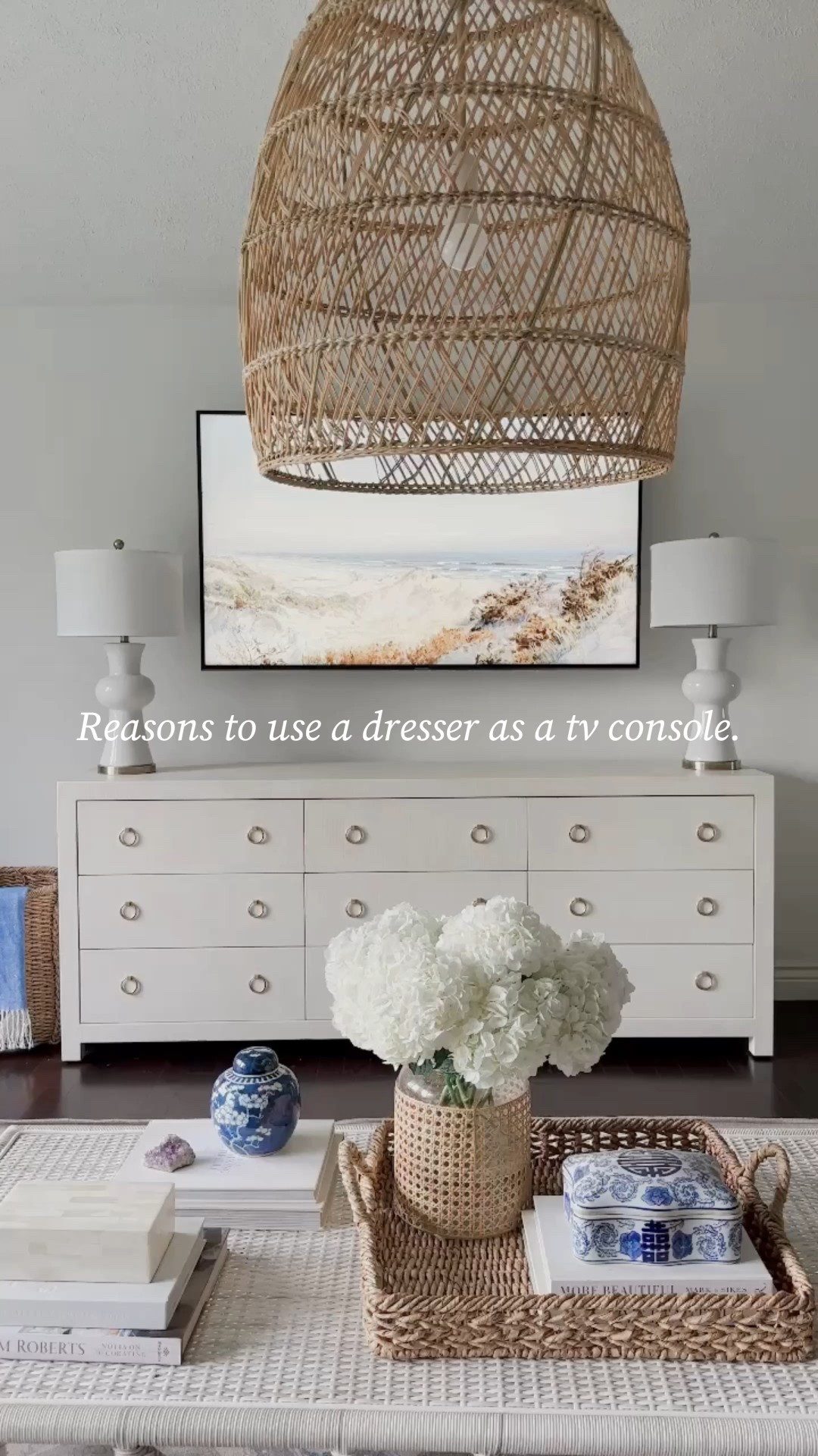 Thinking about using a dresser as a TV console? Here’s why I love the idea:

• It instantly adds character. Using a piece that wasn’t meant for the living room makes the space feel layered and collected instead of cookie-cutter.

• The storage is unbeatable. Drawers hide remotes, cords, games, and all the random extras that usually clutter up a media setup.

• It’s budget-friendly. Repurpose something you already own or find a great vintage piece — no need to buy a traditional media console.

Sometimes the best design choices are the unexpected ones 🤍

#LTKHome