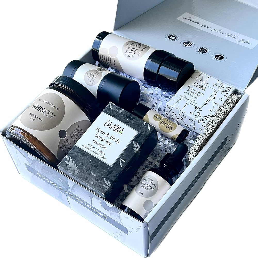 Spa Gift Set for Men, Premium All Natural Bath and Body Kit, Unique Self Care Gifts for Him, Birt... | Amazon (US)