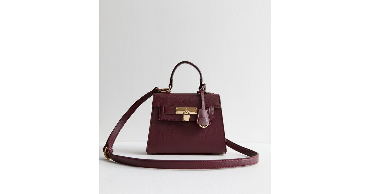 Burgundy Leather-Look Top Handle Crossbody Bag | New Look | New Look (UK)