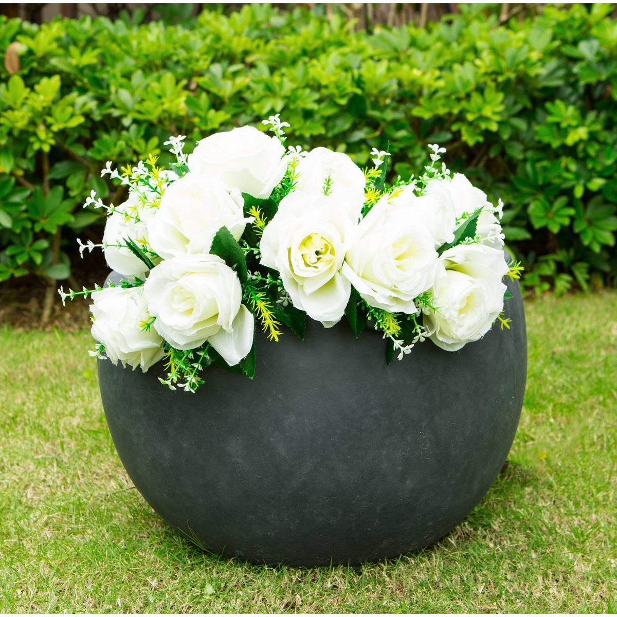 Rosemead Home & Garden, Inc. 13" Concrete/Fiberglass Elegant Bowl Indoor/Outdoor Planter Charcoal... | Target