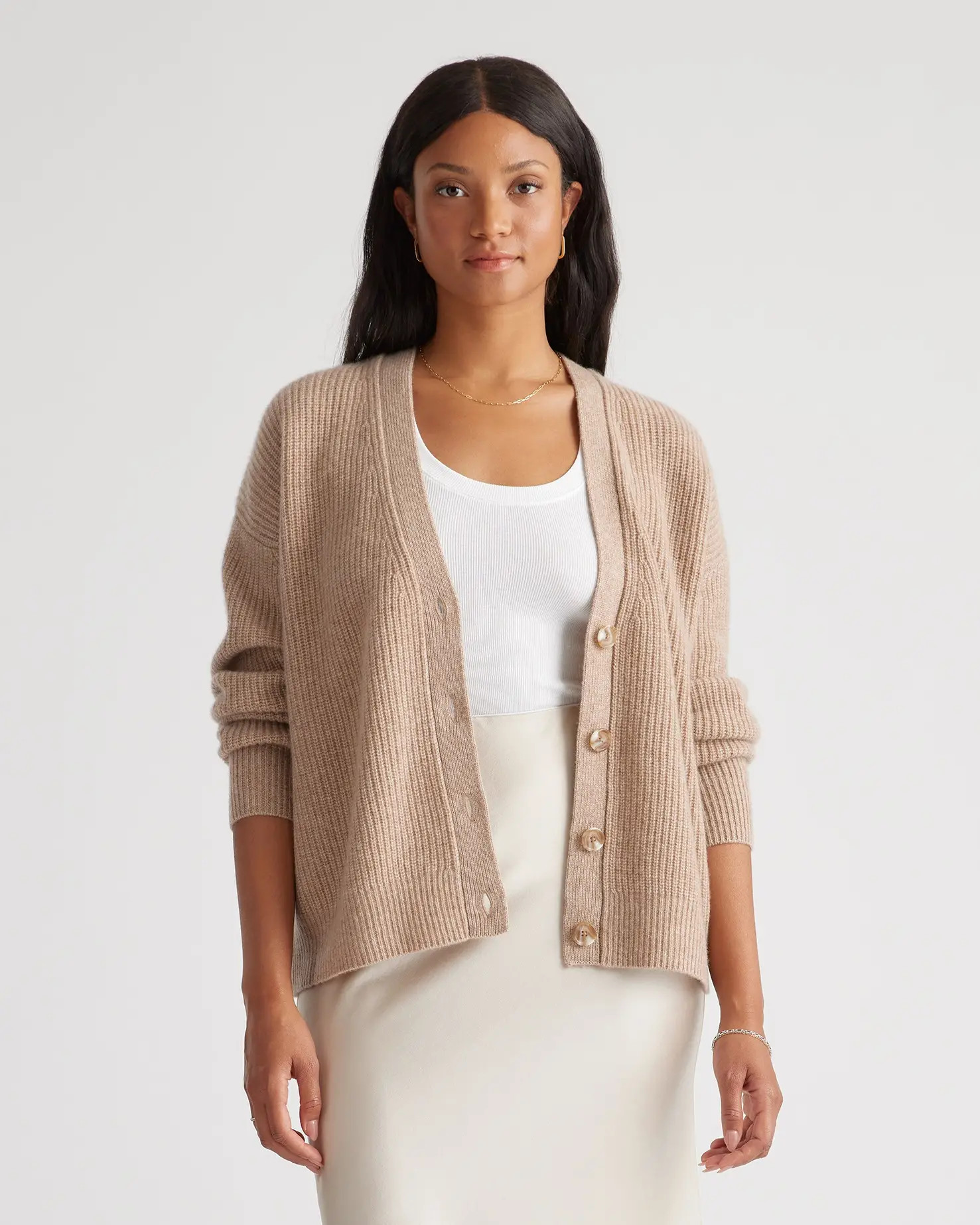 Mongolian Cashmere Fisherman Cropped Cardigan Sweater | Quince