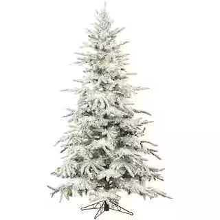 Fraser Hill Farm 9 ft. Pre-lit Flocked Mountain Pine Artificial Christmas Tree with 800 Clear Sma... | The Home Depot