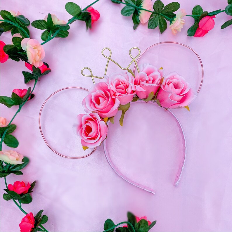 Rose Gold Wire Mickey Mouse Disney Ears with Crown | Etsy (US)