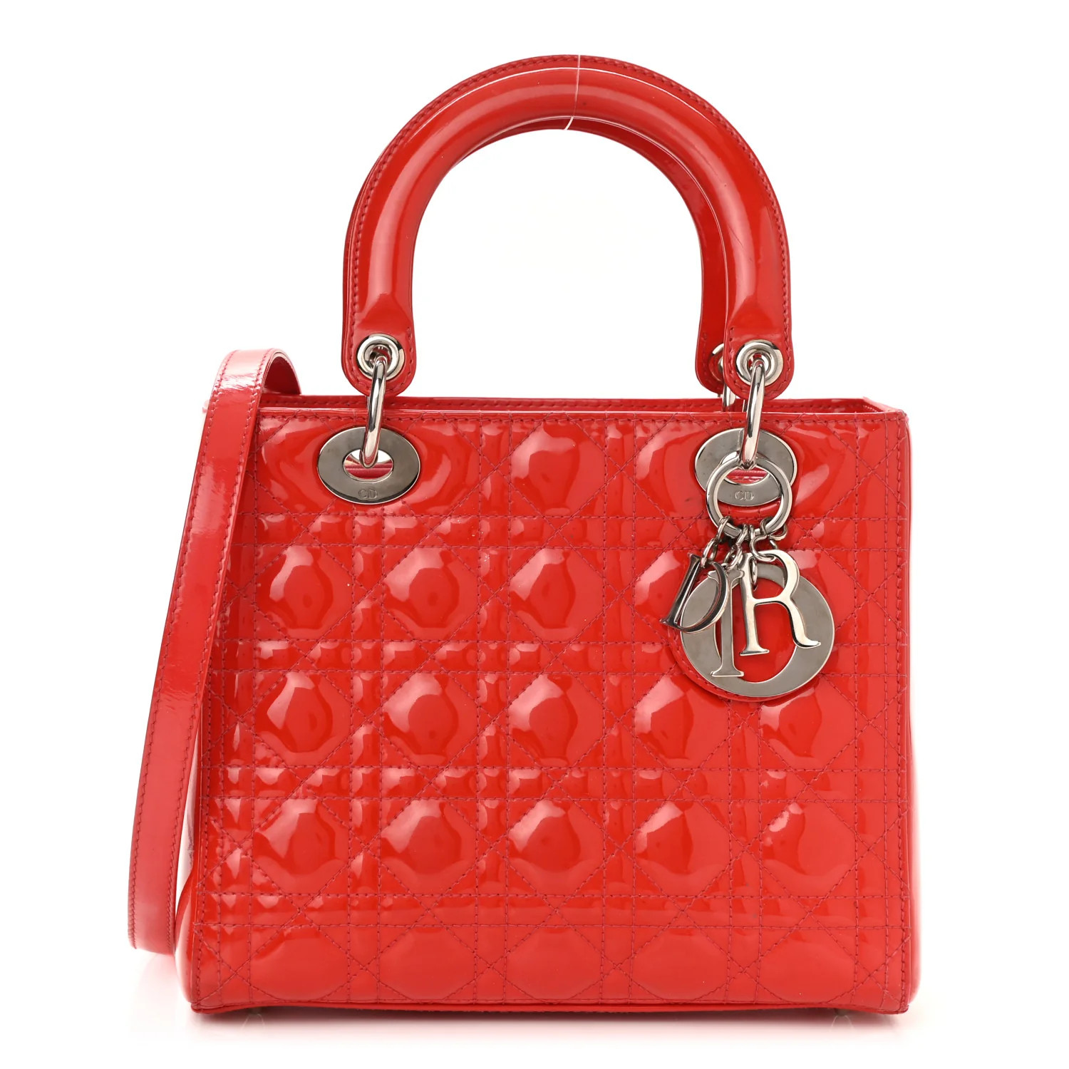 Patent Cannage Medium Lady Dior Red | FASHIONPHILE (US)