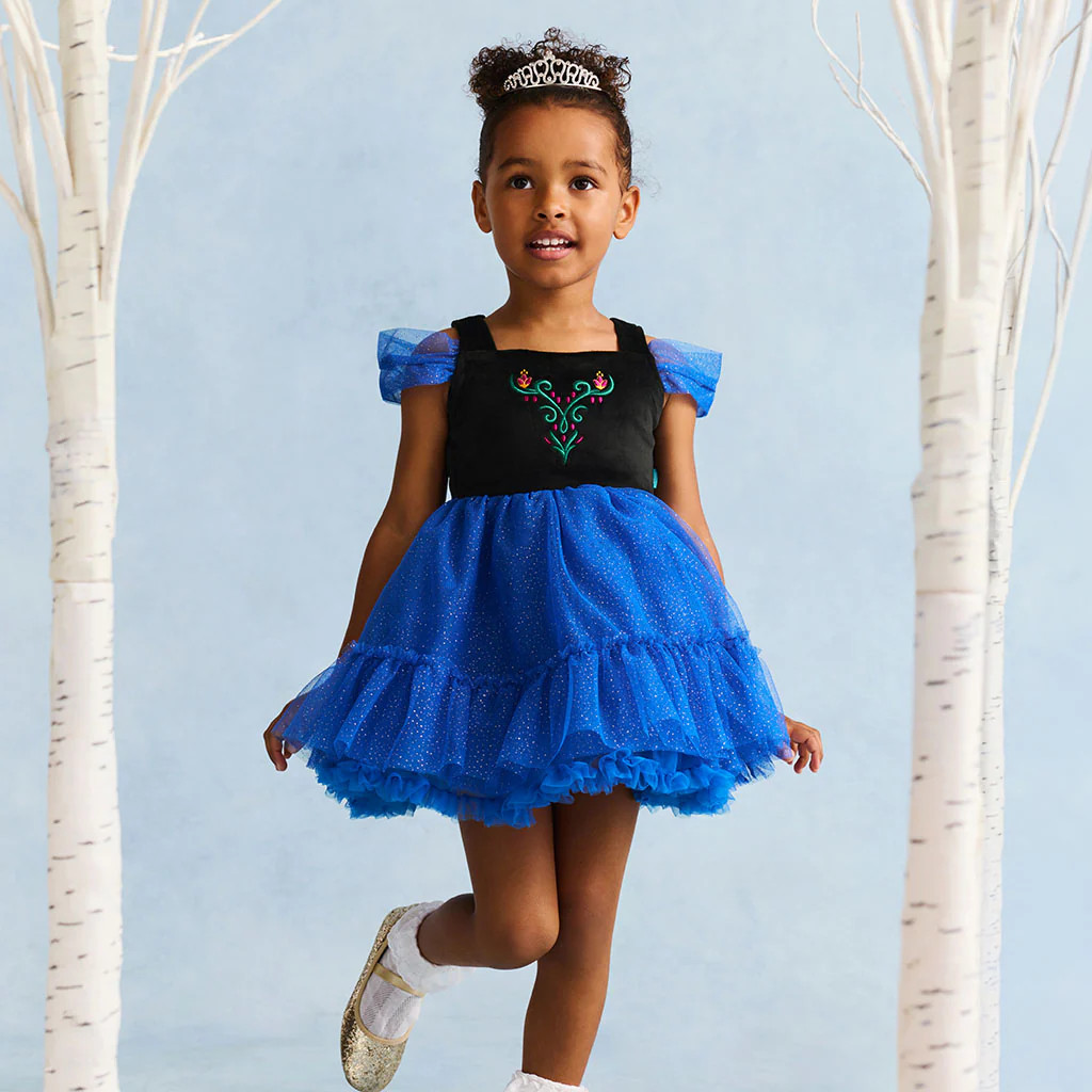 Blue Tulle Sleeve Disney Frozen Anna Velour Petticoat Dress | Posh Peanut\u00ae | Posh Peanut