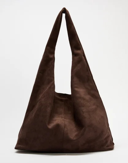 Faux Suede Tote Bag in Chocolate Brown | Glassons AU | Glassons (Australia)
