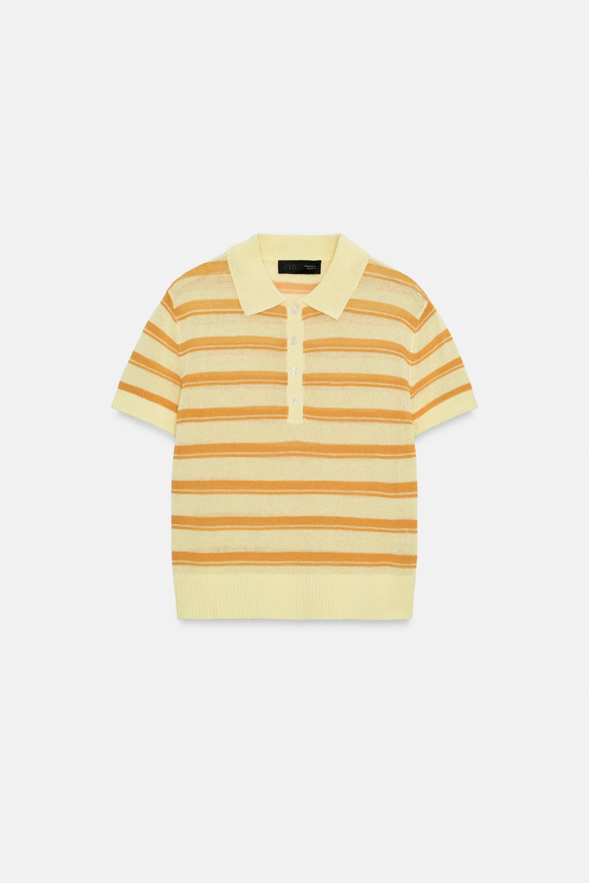 STRIPED SHORT SLEEVE KNIT POLO | Zara US