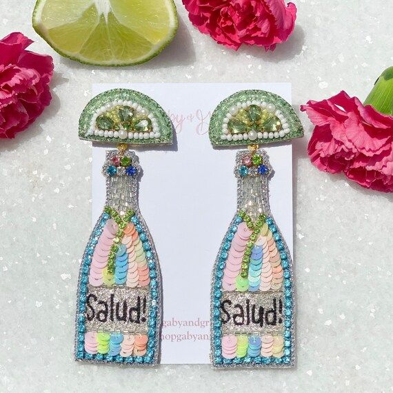 Salud Tequila Bottle Earrings | Etsy | Etsy (US)