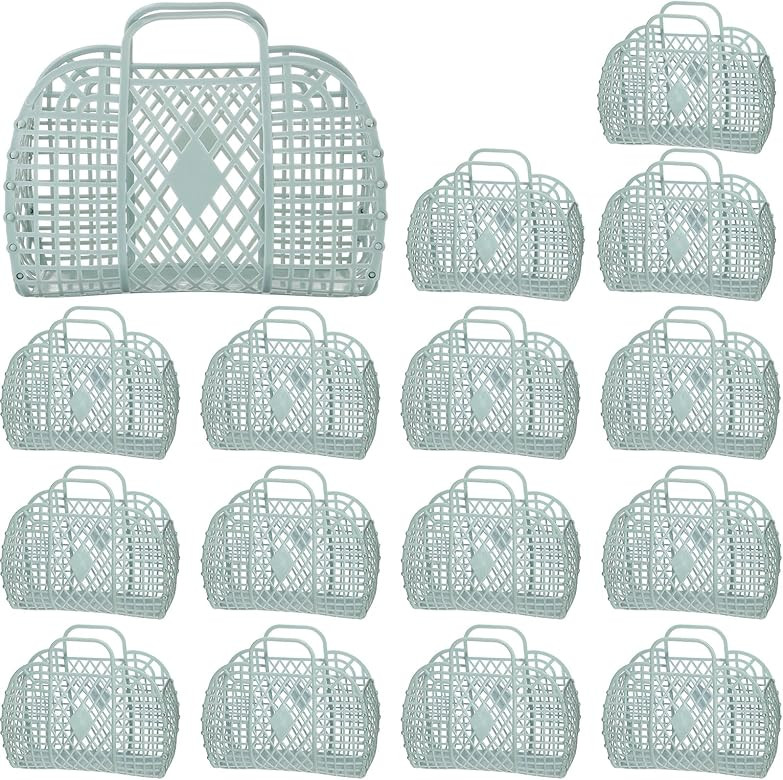 Hsei 16 Pcs Girls Jelly Purse Bags Easter Basket Reusable Jelly Beach Bag Plastic Beach Tote Gift... | Amazon (US)