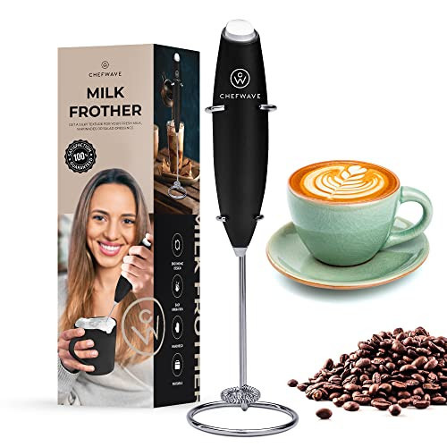 Chefwave | Powerful electric milk frother with stand | Milk frother handheld drink mixer and matcha whisk| BATTERIES INCLUDED! drink mixer handheld | Hand frother, electric stirrer coffee mixer wand | Amazon (US)