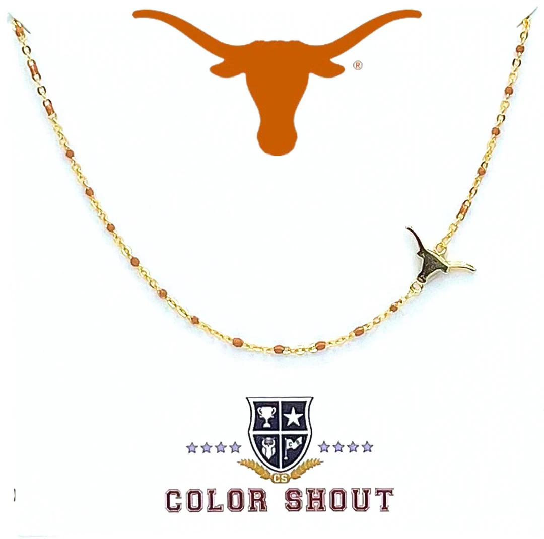 The Texas Longhorns Necklace: Side Set Texas Longhorn Burnt Orange Enamel Bead Necklace - Etsy | Etsy (US)