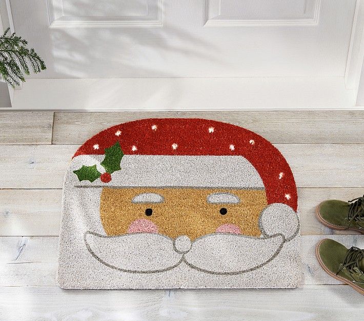 Light-Up Santa Christmas Doormat | Pottery Barn Kids