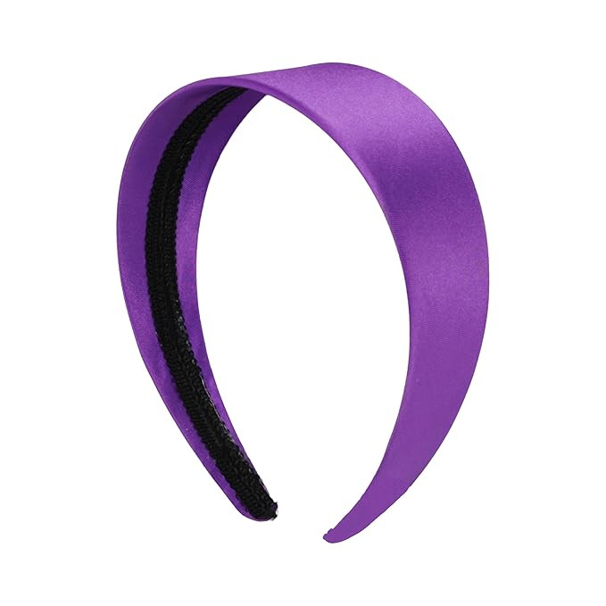 Motique Accessories Purple 2 Inch Wide Satin Hard Headband with No Teeth Head band for Women and ... | Amazon (US)