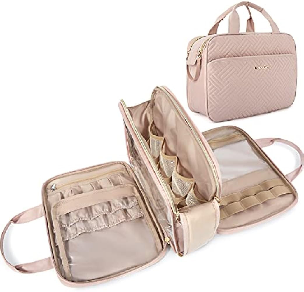 Large Toiletry Bag, Bagsmart Travel Makeup Organizer Water-resistant Makeup Cosmetic Bag Travel B... | Amazon (US)