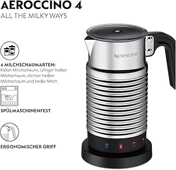 NESPRESSO Aeroccino 4 Milchaufschäumer, Elektrischer Schaumaufbereiter für 120 ml cremigen Milc... | Amazon (DE)