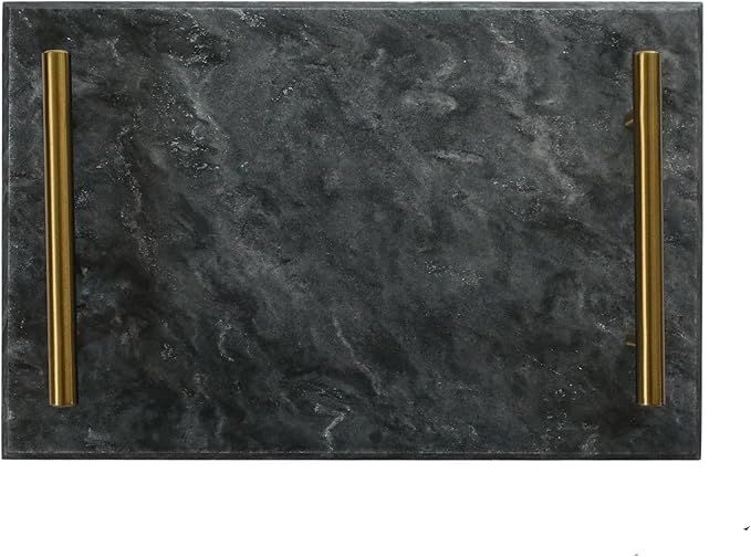 Creative Gifts Rectangle Block 12 Inch Black Marble and Gold Handles Charcuterie Platter Chopping... | Amazon (US)