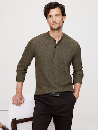Slub Double-Knit Henley T-Shirt | Banana Republic (US)