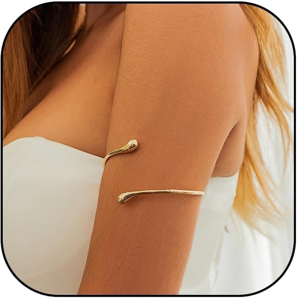 Long tiantian Arm Cuff Gold Cuff Jewelry for Women Upper Arm Bracelet Trendy Bangle Bracelets Arm... | Amazon (US)