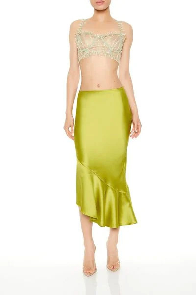 Satin Flounce Midi Slip Skirt | Forever 21