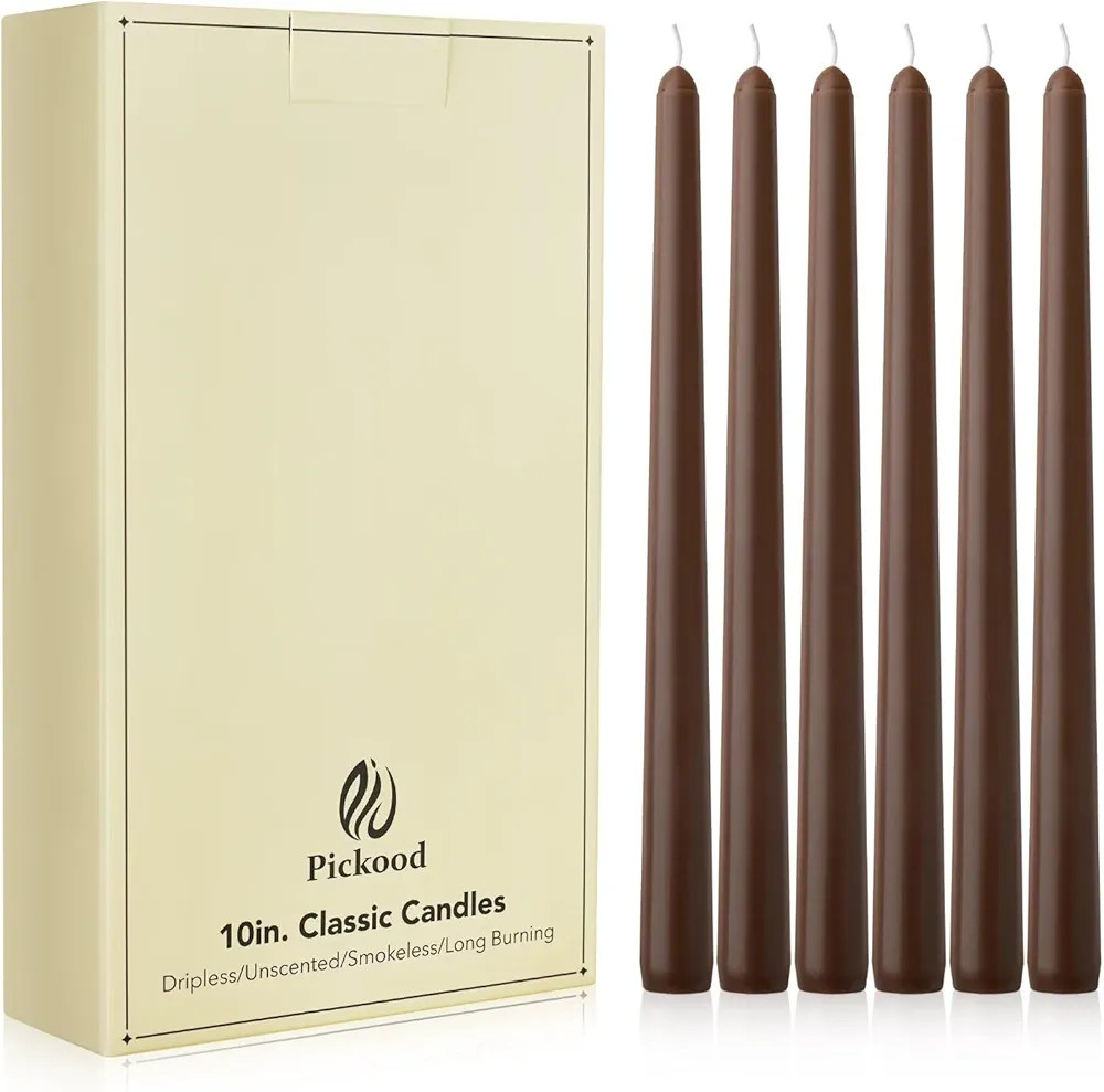 New Burning Formula Unscented Dripless 10-Inch Taper Candles Set of 12 - Cocoa Brown, for Wedding... | Amazon (US)