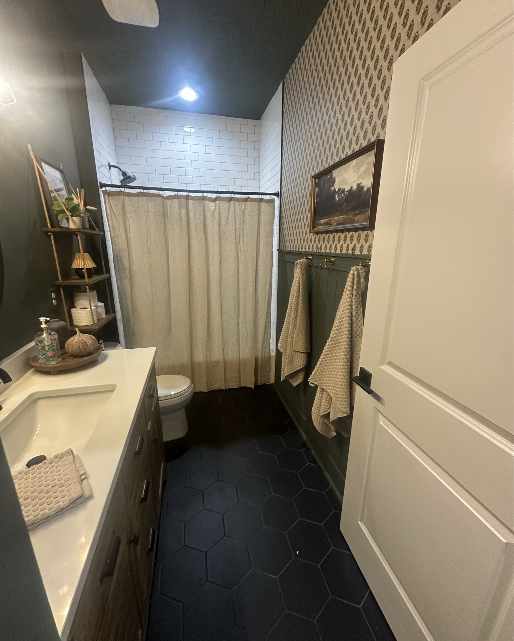 BATHROOM MAKEOVER. CAN YOU SAY MOODY? 🖤

#LTKHome #LTKSeasonal #LTKFindsUnder100
