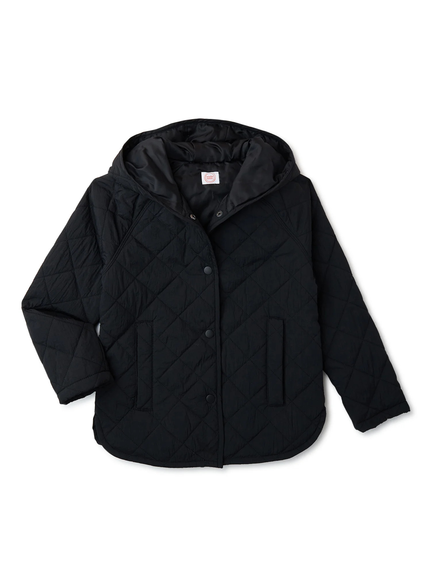 Wonder Nation Girls’ Quilted Hood Jacket, Sizes 4-18 & Plus - Walmart.com | Walmart (US)