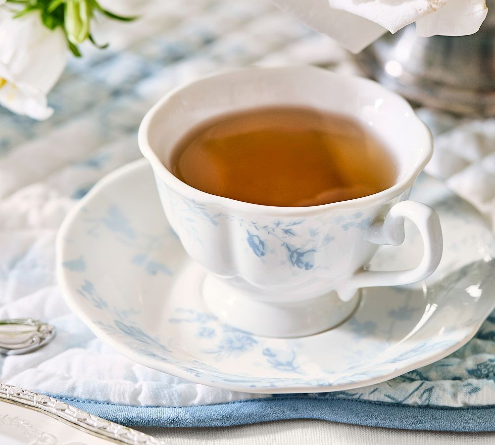 LoveShackFancy Rose Porcelain Teacups & Saucers - Set of 2 | Pottery Barn (US)