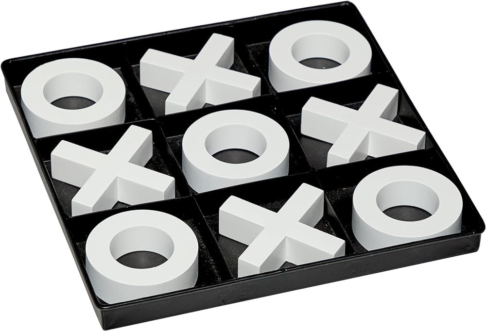 Deco 79 Wood Tic Tac Toe Game Set with White Pieces, 12" x 12" x 1", Black, SMALL SIZE | Amazon (US)