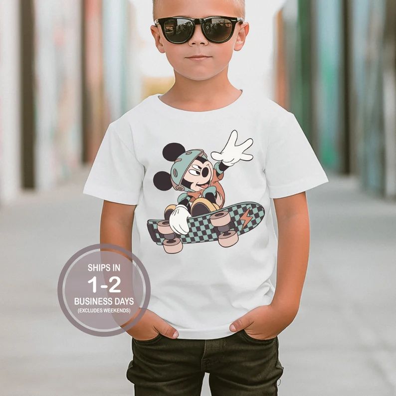 Mickey Mouse Skateboard Shirt, Mickey Kids Shirt, Youth Disney Shirt, Boy's Disney Shirt, Kids Di... | Etsy (US)