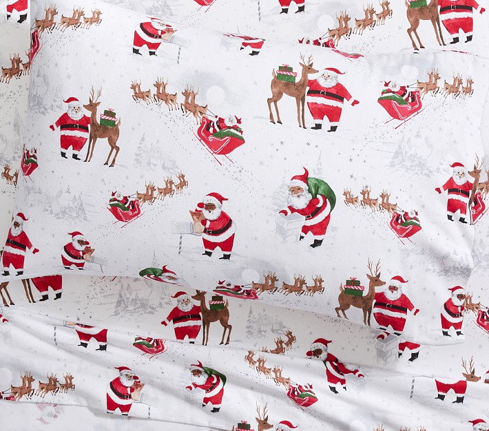 Heritage Santa Organic Sheet Set & Pillowcases | Pottery Barn Kids
