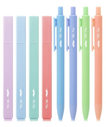 Mr. Pen- Aesthetic Highlighters and Gel Pens, 8 Pack, Assorted Color Highlighters, Colorful Ink Gel Pens, Highlighter Pens, Cute Highlighters, Gel Pens | Amazon (US)