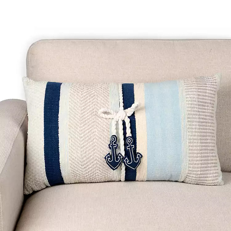 Striped Anchor Ties Lumbar Pillow | Kirklands